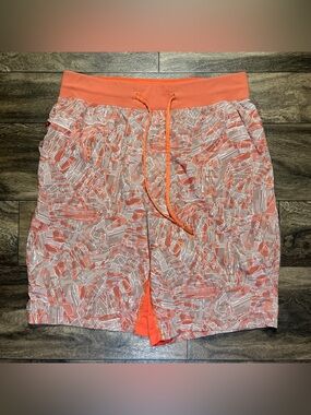 Lululemon T.H.E. Short 9" Linerless Parallel Divide Warm Coral Multi EUC Men's S